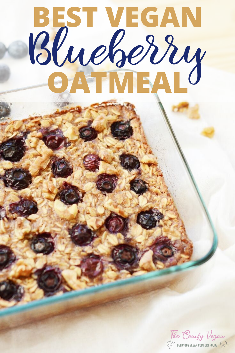Enjoy this healthy vegan baked blueberry oatmeal. It is naturally sweetened with fruit and uses only healthy ingredients for a guilt free hearty breakfast.