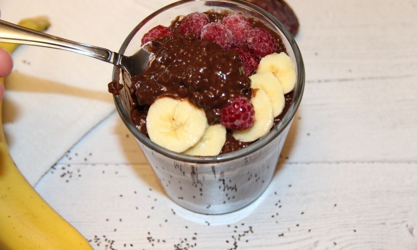Chocolate Chia Seed Pudding in a jar