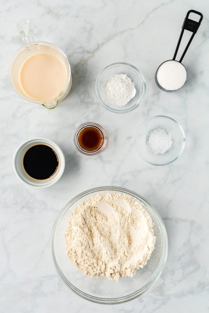 Ingredients to make easy vegan pancakes