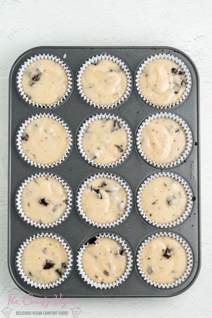 Add the batter to a lined muffin pan.