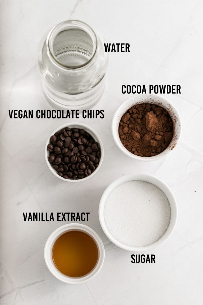Ingredients to make vegan chocolate sorbet