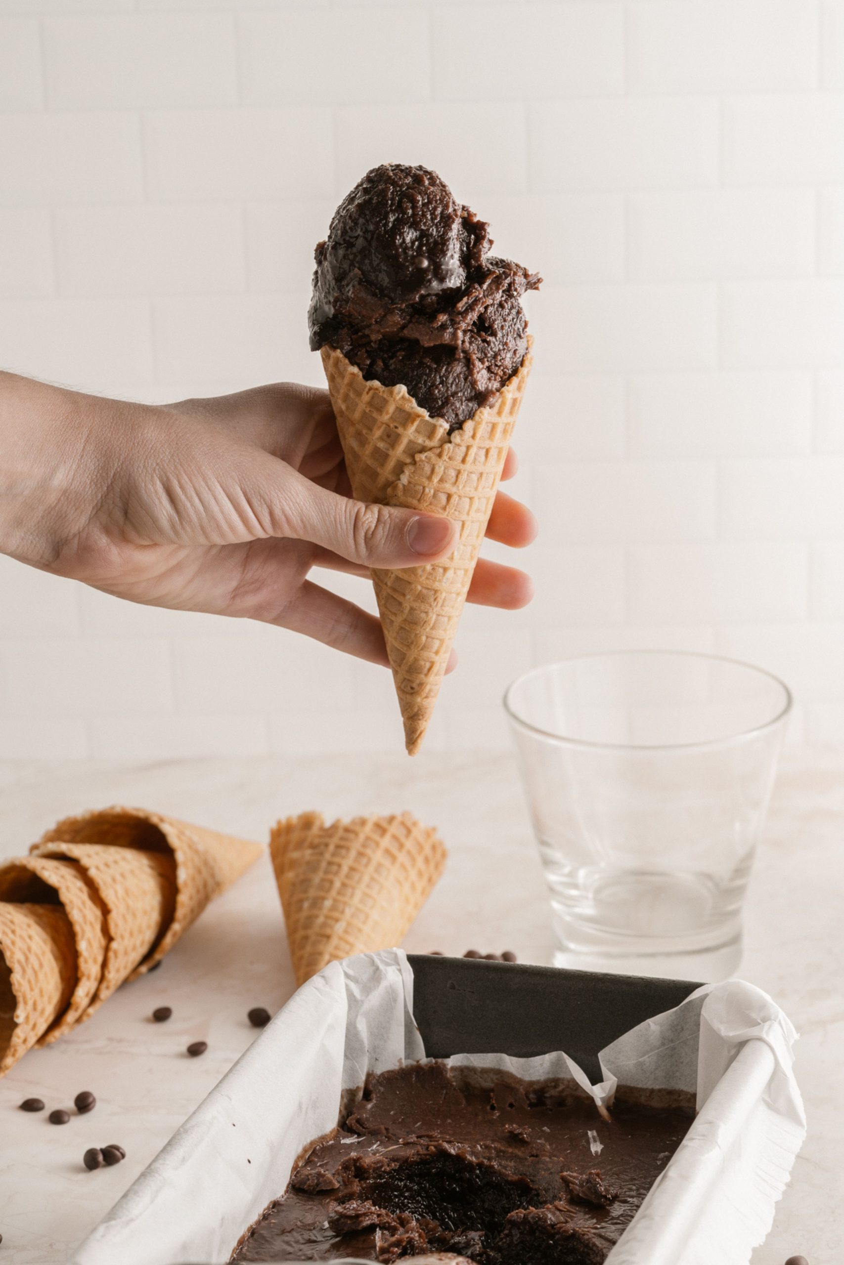 This no-churn Vegan Chocolate Sorbet is made with simple 5 ingredients. It's easy to make and is ready to set in just 10 minutes. This sorbet is light, sweet and very chocolatey in the end. Enjoy it in cups or cones.