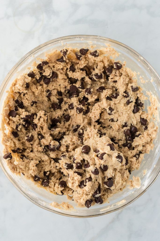 chocolate chips added to the cookie dough.