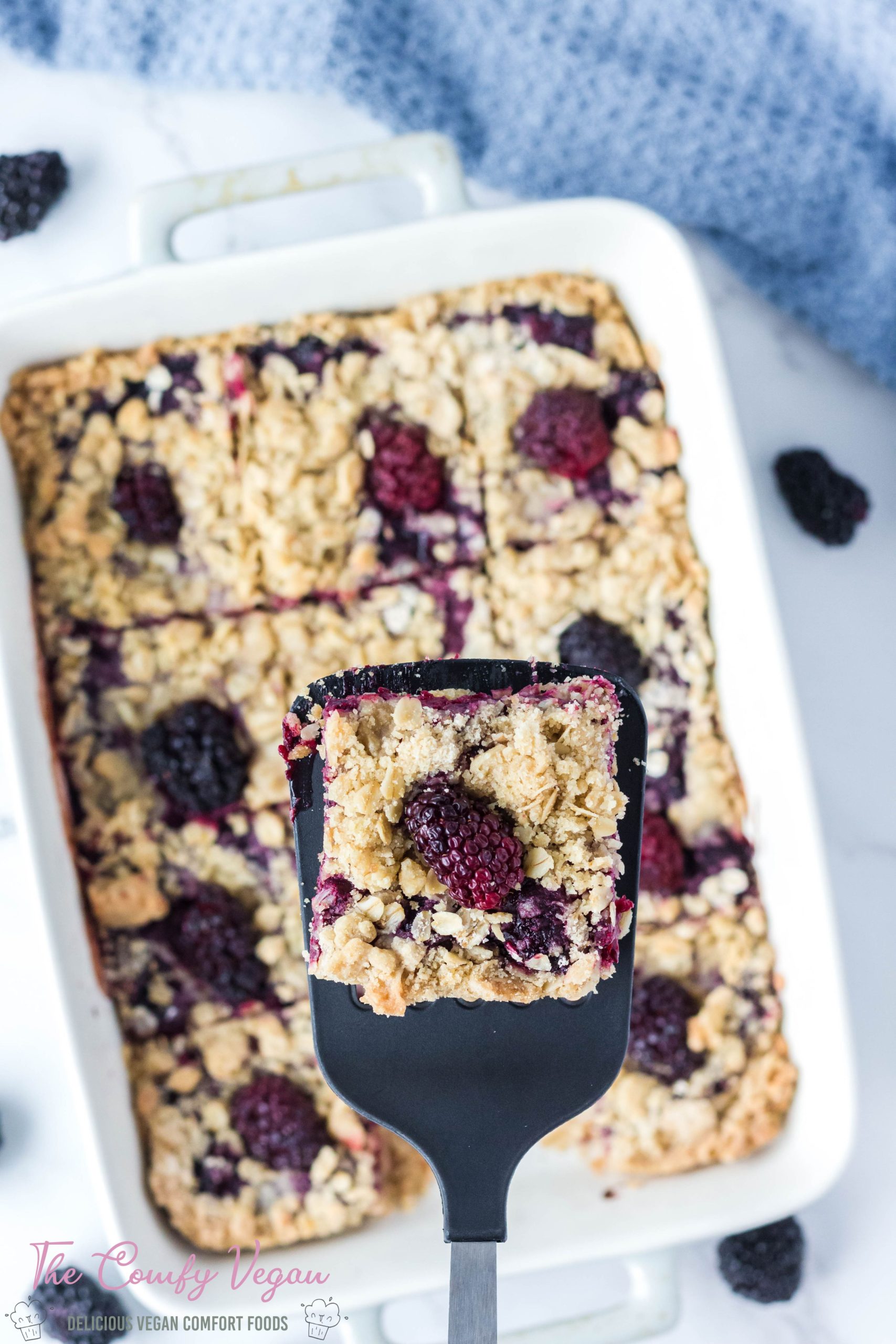Easy to make and so delicious you're going to love these Vegan Blackberry Oatmeal Bars. Made with 7 ingredients and only 10-minutes of prep these blackberry oat bars are the perfect summertime treat. Fully vegan and can be made gluten-free.