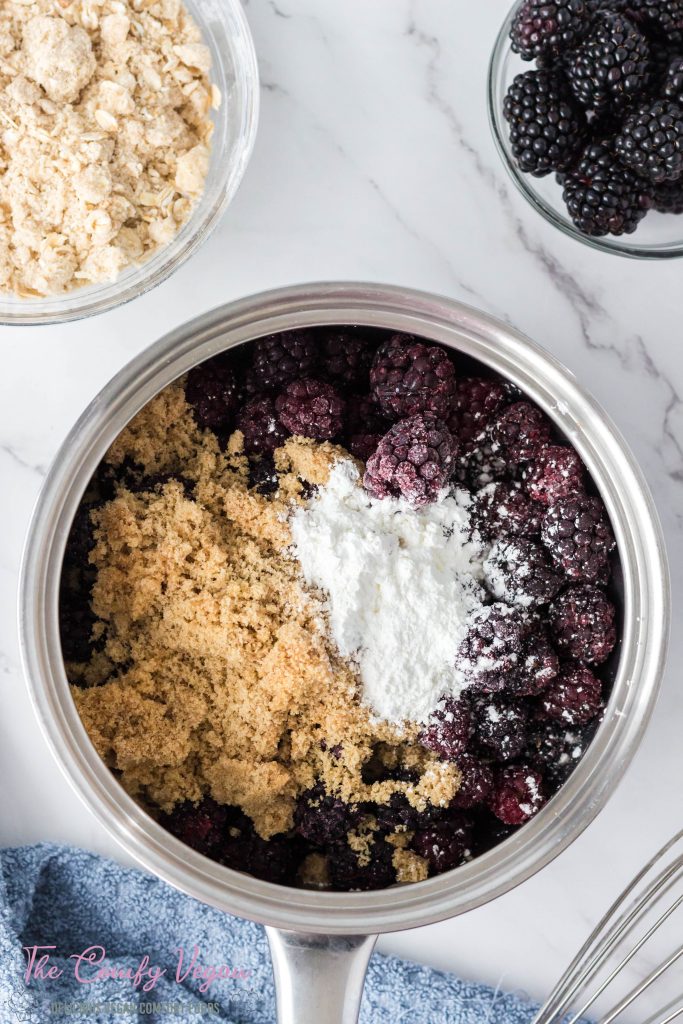 cook the blackberries with brown sugar and corn starch.