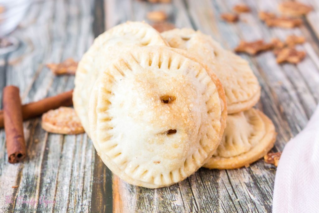 Close up of the vegan apple hand pie