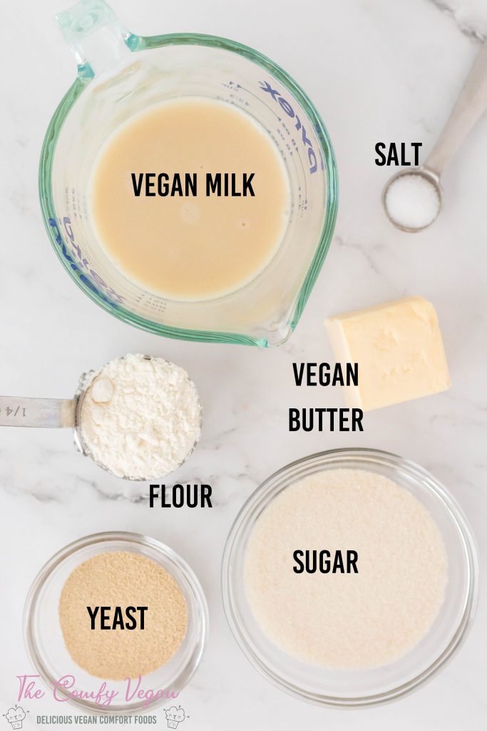 Ingredients to make vegan bread sticks