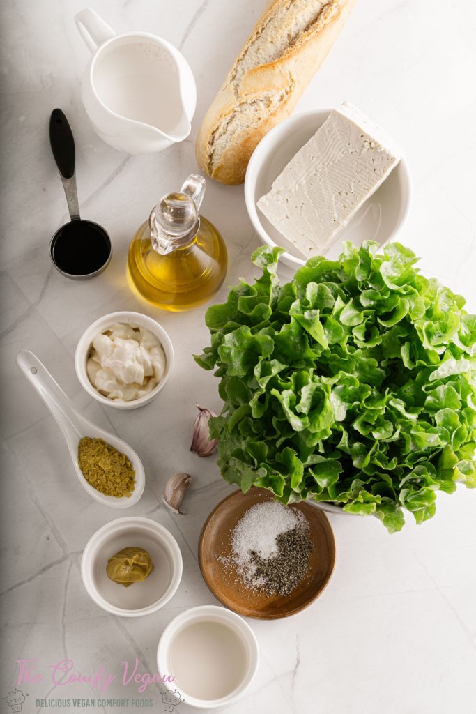 ingredients to make a vegan caesar salad.