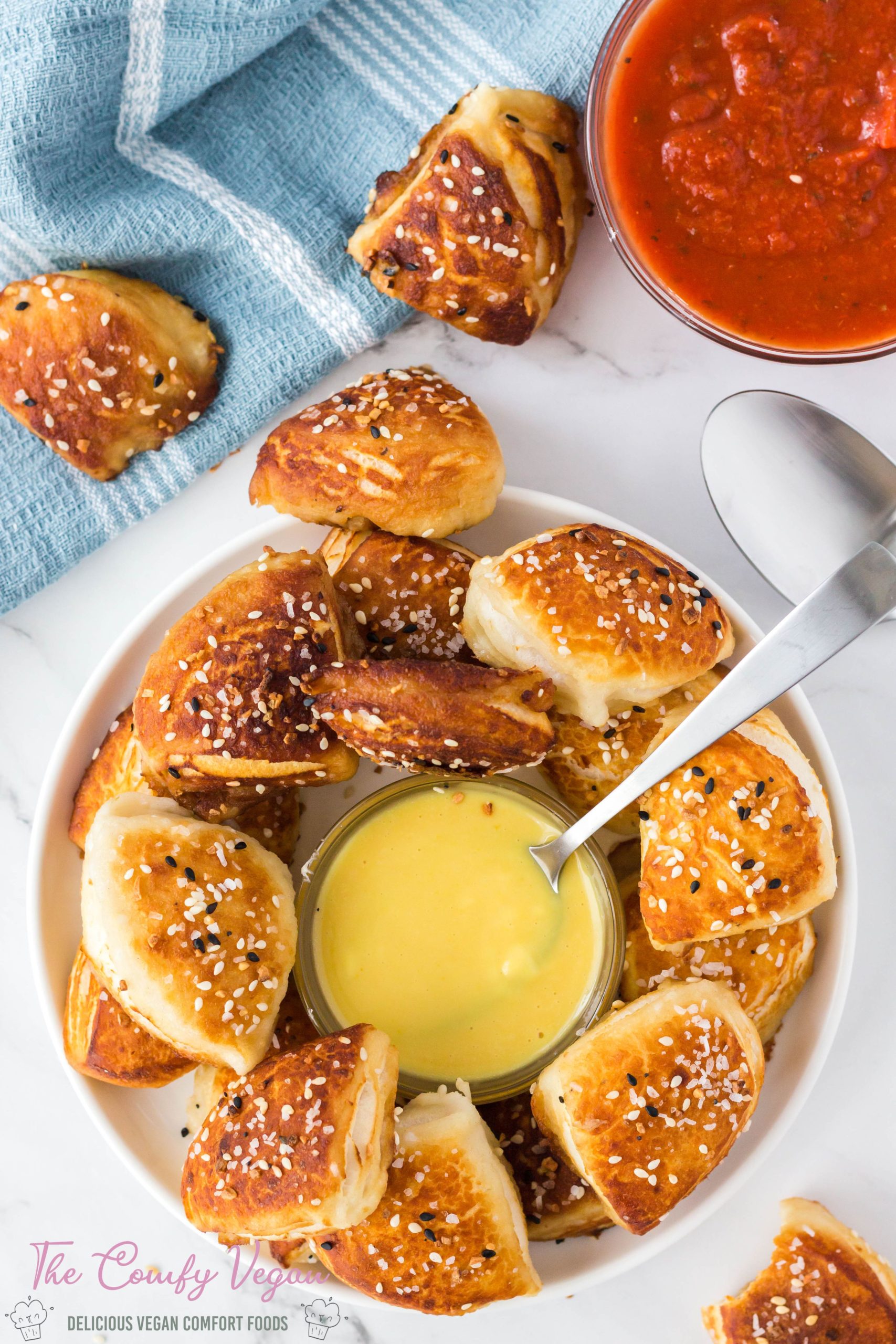Made in a flash these Vegan Pretzel Bites are a crowd favorite. Serve these up at a family gathering, sports night, or any other time you want to impress your friends with a fun appetizer. Serve alongside your favorite dipping sauce like vegan queso, marinara, or mustard.