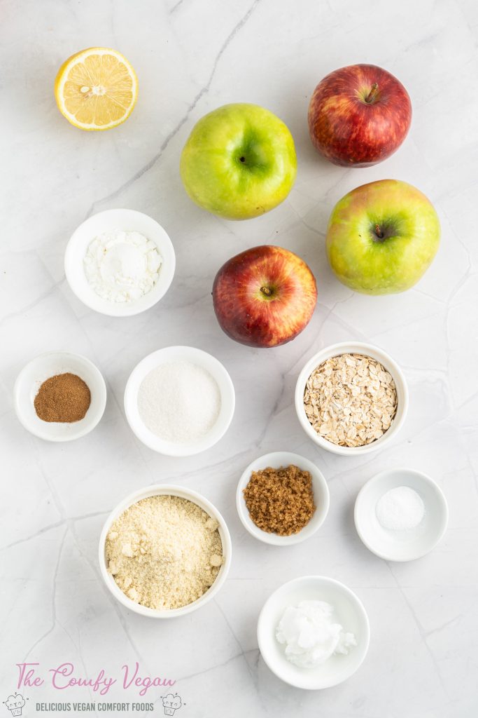 Ingredients to make vegan gluten-free apple crisp.