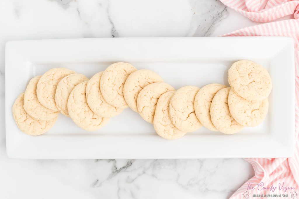 Vegan sugar cookies on a platter.